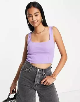 Сиреневый корсет в рубчик с квадратным вырезом ASOS DESIGN
