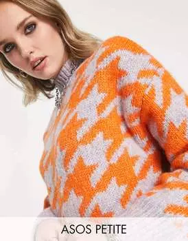 Сиреневый объемный джемпер с узором «собачьи зубы» ASOS DESIGN Petite