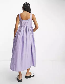 Сиреневый сарафан миди с квадратным вырезом ASOS DESIGN