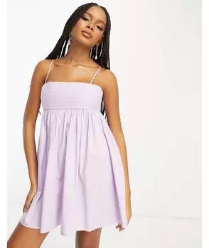 Сиреневый сарафан мини из хлопка со складками и бюстом ASOS DESIGN