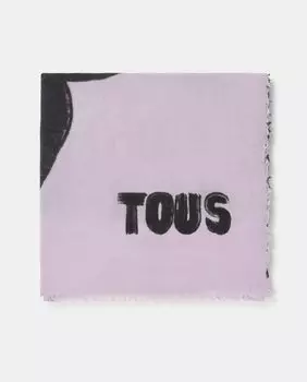 Сиреневый шерстяной шарф с контрастным фирменным принтом Tous, сиреневый