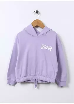 Сиреневый свитшот для девочек с принтом HAPPY GIRL Limon