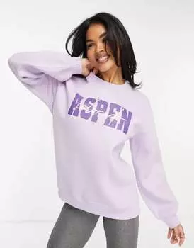 Сиреневый свитшот с лыжным принтом Threadbare