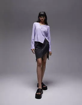 Сиреневый топ с принтом и разрезами Topshop rouleax