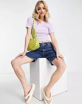 Сиреневый топ со сборками и вырезом на спине Vila