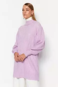 Сиреневый трикотаж с высоким воротником Trendyol Modest, фиолетовый
