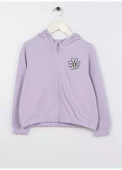 Сиреневый укороченный спортивный костюм с капюшоном и низкими плечами с принтом для девочек LES GIRL-23 Limon, сиреневый
