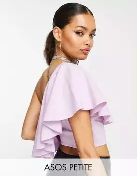 Сиреневый укороченный топ с рюшами ASOS DESIGN Petite