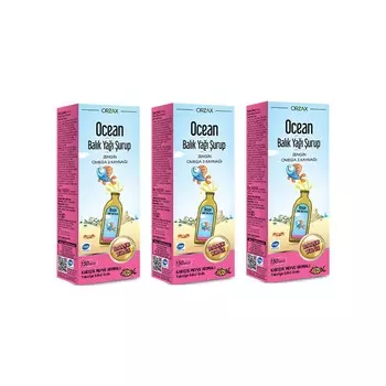 Сироп Orzax Ocean Fish Oil со смешанным фруктовым вкусом, 3 упаковки по 150 мл
