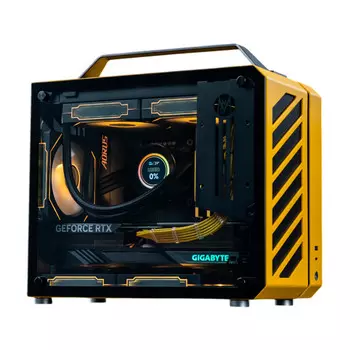 Системный блок Gigabyte, 16 ГБ/1 ТБ, Core i7-14700KF, RTX 4060, C28 AIR Case, чёрный/жёлтый