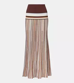 Ситра полосатая макси-юбка из хлопковой смеси Faithfull, Cacao Stripe
