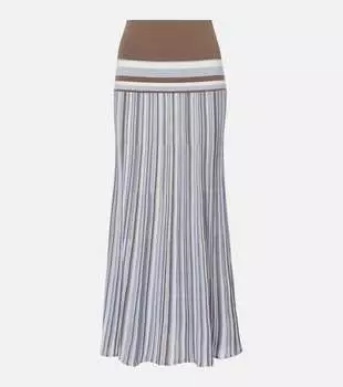 Ситра полосатая макси-юбка из хлопковой смеси Faithfull, Pale Blue Stripe