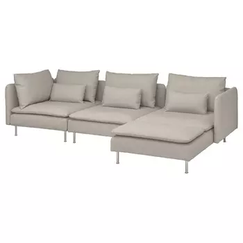 СЁДЕРХАМН 4-местный диван + диван, Фридтуна светло-бежевый SODERHAMN IKEA