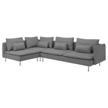 СЁДЕРХАМН 4-местный угловой диван, открытый торец/Тонеруд серый SODERHAMN IKEA