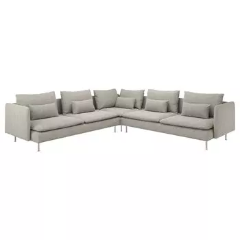 СЁДЕРХАМН 6-местный угловой диван, Виарп бежевый/коричневый SODERHAMN IKEA