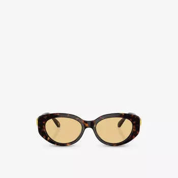 SK6002 солнцезащитные очки из ацетата черепаховой расцветки в овальной оправе Swarovski, коричневый