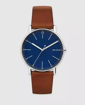 Skagen Signatur SKW6355 Коричневые кожаные мужские часы Skagen, коричневый