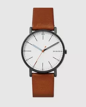 Skagen Signatur SKW6374 Коричневые кожаные мужские часы Skagen, коричневый
