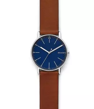 Skagen Signature коричневые кожаные часы, коричневый