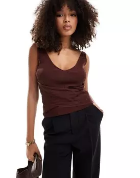 Скальперы – темно-коричневый топ с запахом Scalpers