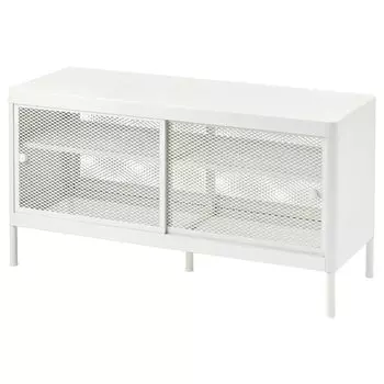 Скамейка с раздвижными дверцами, белая, 100х37 см, MACKAPR IKEA