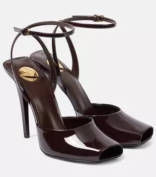 Скандальные лаковые сандалии 110 Saint Laurent, Marron Glace