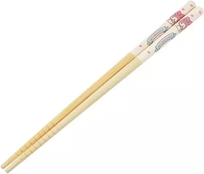 Skater ANT4-A Бамбуковые безопасные палочки для еды 8,3 дюйма (21 см) My Melody Friends Палочки для еды Sanrio, My Melody