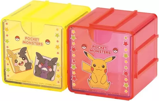 Skater JQBC1-A Connected брелок, упаковка из 2 штук, 3,0 x 3,0 дюйма (7,6 x 7,6 см), Cube, Cubic Collection, Pokemon A, мелкие предметы, футляр для хранения, ящики, органайзер, Pokemon A