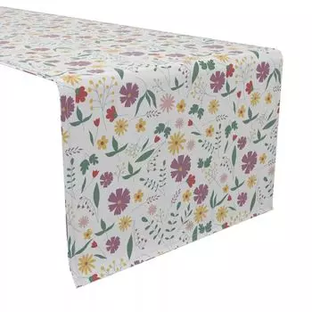 Скатерть, 100 % хлопок, 16x108 дюймов, винтажный принт с цветочным принтом