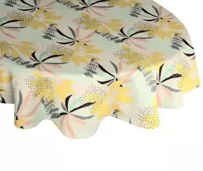 Скатерть Adam "Джунгли", (1 шт.), GOTS органический, сертифицирован CERES 0242Производство: Германия 120х120 см, желтый/бирюзовый