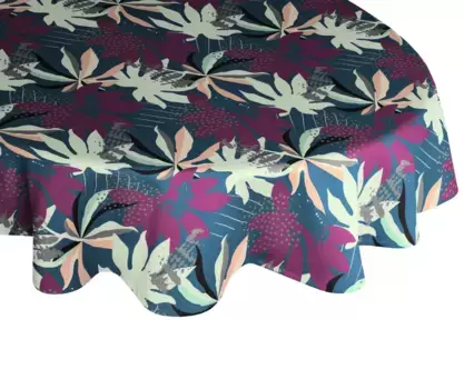 Скатерть Adam "Джунгли", (1 шт.), GOTS органический, сертифицирован CERES 0242Производство: Германия 220х145 см, темно-синий/фиолетовый