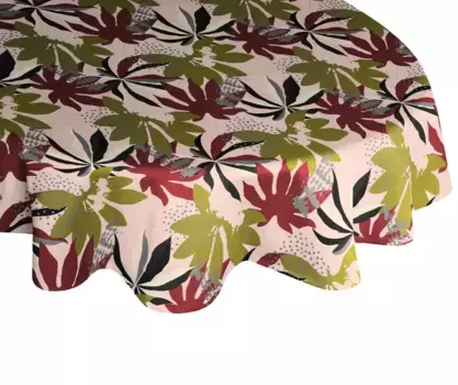 Скатерть Adam "Джунгли", (1 шт.), GOTS органический, сертифицирован CERES 0242Производство: Германия 220х130 см, темно-красный/зеленый/розовый