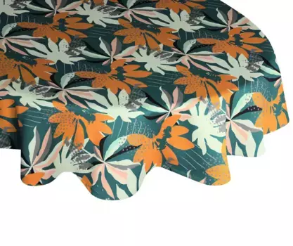 Скатерть Adam "Джунгли", (1 шт.), GOTS органический, сертифицирован CERES 0242Производство: Германия 120х120 см, темно-зеленый/оранжевый