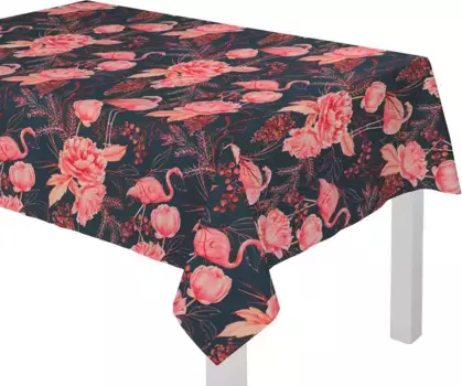 Скатерть Adam "Эдем", (1 шт.), GOTS органический, сертифицирован CERES 0242Произведено в Германии 220х145 см, темно-синий/розовый