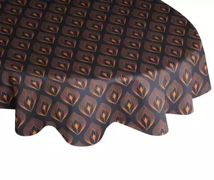 Скатерть Adam "Перья", (1 шт.), GOTS органический, сертифицирован CERES 0242Произведено в Германии 220х145 см, темно-синий/оранжевый