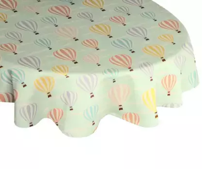 Скатерть Адам "Воздушные шары", (1 шт.), GOTS органическая, сертифицирована CERES 0242, для детей Adam 190х145 см, зеленый