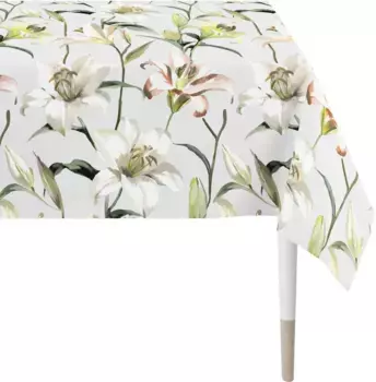 Скатерть АПЕЛЬТ "5602 SUMMERTIME, летнее оформление, лето ", (1 шт.), цифровая печать APELT 150х250 см, светло-серый/зеленый/белый