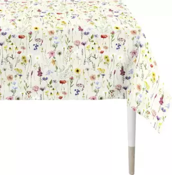 Скатерть АПЕЛЬТ "6815 ВЕСНА, весеннее украшение, весна ", (1 штука), цифровая печать, с весенними цветами, как на разбросанной цветочной поляне APELT 150х250 см, белый