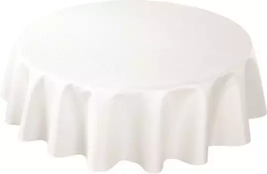 Скатерть Curt Bauer "3947 Рига, круглая, с ромбовидным узором, дамасское столовое белье", (1 штука), из 59% хлопка, 41% полиэстера, мерсеризованная, с защитой от пятен 140 см, цвет offwhite