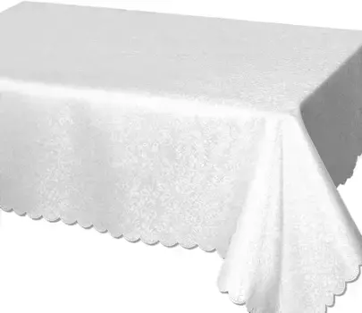 Скатерть Delindo Lifestyle "Жаккардовая скатерть", (1 шт.), жаккардовая ткань, однотонная 130х160 см, белый