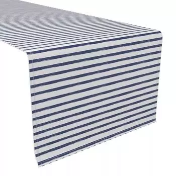 Скатерть-дорожка, 100 % полиэстер, 12x72 дюйма, темно-синяя кисть Stroke Stripe.