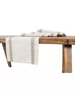 Скатерть-дорожка с милой вышивкой и листьями Manor Luxe, белый