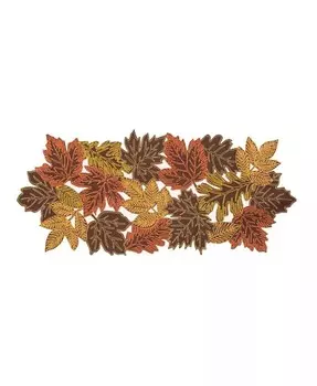 Скатерть-дорожка с вышивкой осенние листья ришелье Manor Luxe, коричневый