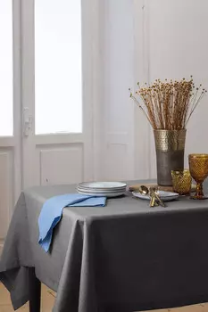 Скатерть грязеотталкивающая с эффектом льна 150х200 Amo Lacasa, серый