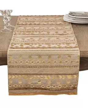 Скатерть из ацтекского хлопка с бисером Saro Lifestyle, золото