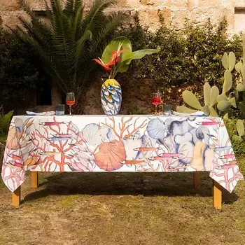 Скатерть из атласа из чистого хлопка с коралловым узором - Salina Napking