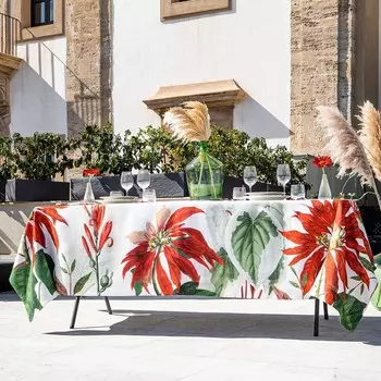 Скатерть из чистого льна с цветочным узором - Poinsetta Napking