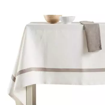 Скатерть из чистого льна с контрастной внутренней воланой - Sun Lisola, цвет Avorio
