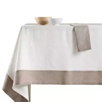 Скатерть из чистого льна с контрастным воланом - Cassiopea Lisola, цвет Avorio