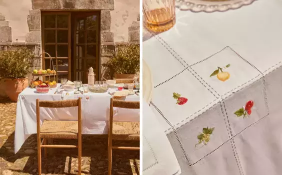 Скатерть из фруктового рами Zara Home, зеленый